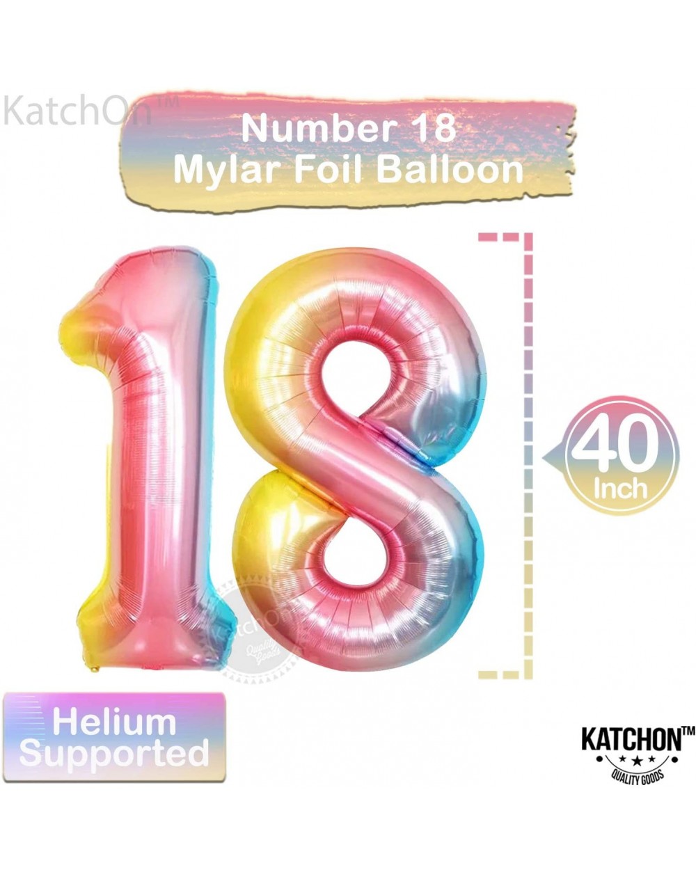 Rainbow Balloons Number 18 Set - Large- 40 Inch - Pink and Turquoise ...