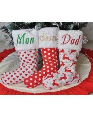 Stockings & Holders Personalized Christmas Stocking Custom Name - Fur Collar Fireplace Decor Large Glitter Color - Personaliz...