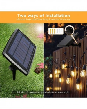 Outdoor String Lights Outdoor String Lights- 30ft Solar String Lights Waterproof- 16 LED S14 Clear Blub String Lights 4 Modes...