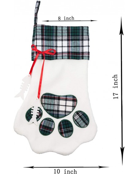 Stockings & Holders Pet Dog Christmas Stockings- 2 Pack 17" Buffalo Plaid Large Stockings for Dogs Christmas Holiday Decorati...