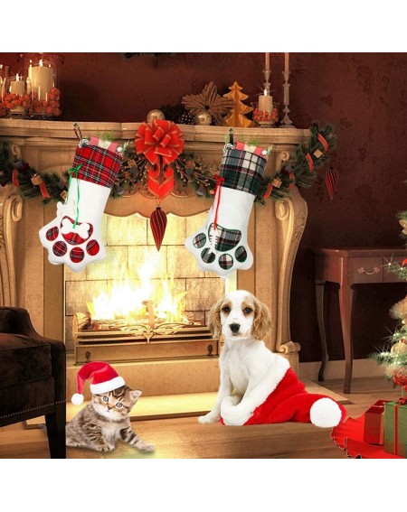 Stockings & Holders Pet Dog Christmas Stockings- 2 Pack 17" Buffalo Plaid Large Stockings for Dogs Christmas Holiday Decorati...