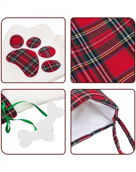 Stockings & Holders Pet Dog Christmas Stockings- 2 Pack 17" Buffalo Plaid Large Stockings for Dogs Christmas Holiday Decorati...