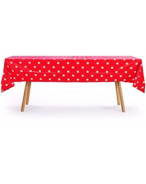 Tablecovers Table Cloth- 12 Pack- Red Polka Dot- 54" x 108"- Rectangular Waterproof Plastic Tablecloth- Reusable Heavy Duty P...