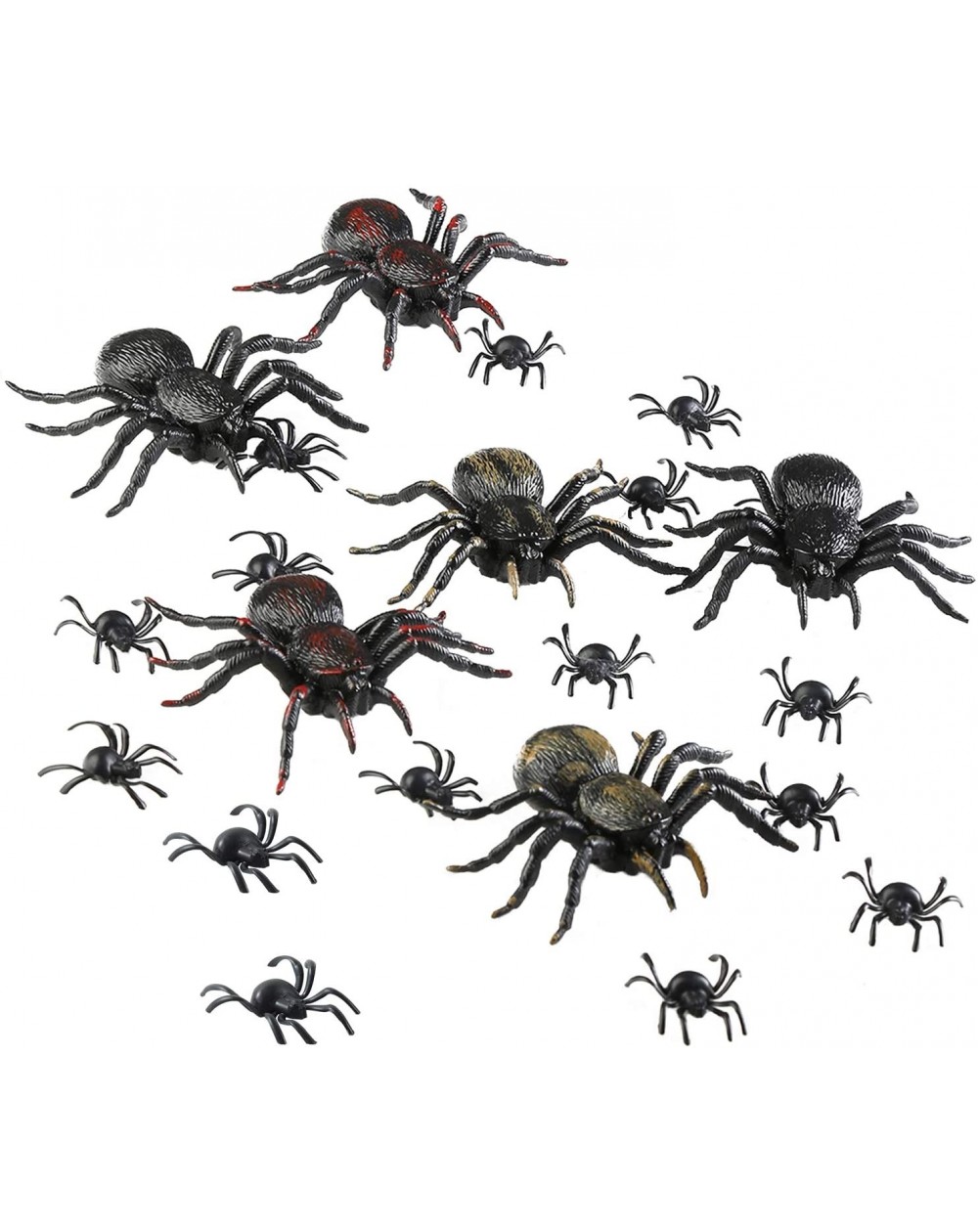 Party Favors 28 Pack Plastic Halloween Spiders for Indoor Decoration- 6big + 22small Spider Realistic-Halloween Party Supplie...