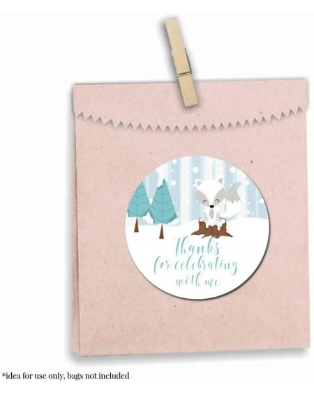 Favors Arctic Winter Fox Birthday Thank You Sticker Labels for Kids- 40 2" Party Circle Stickers by AmandaCreation- Great for...