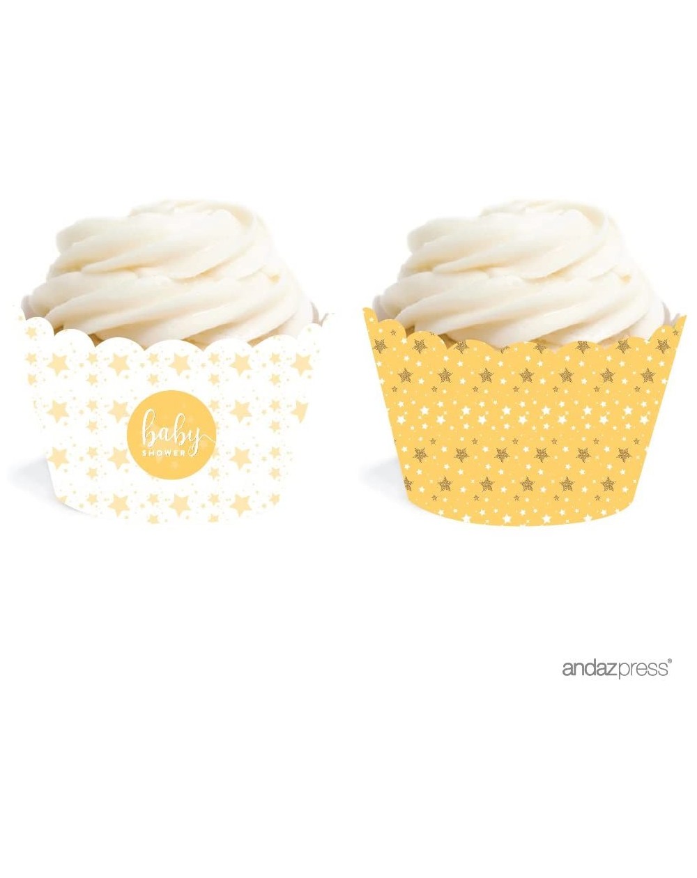 Favors Twinkle Twinkle Little Star Yellow Baby Collection- Cupcake Wrappers- 20-Pack - Cupcake Wrappers - CU183262G3N $10.53