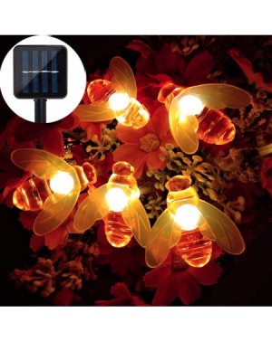 Outdoor String Lights Solar Bee String Lights- 39Ft 100 Led Bee Shape Fairy String Lights Solar Operated String Lights for Ga...