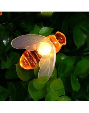 Outdoor String Lights Solar Bee String Lights- 39Ft 100 Led Bee Shape Fairy String Lights Solar Operated String Lights for Ga...