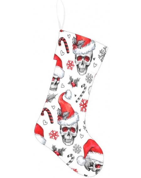 Stockings & Holders Skulls in Santa Hat Christmas Stocking for Family Xmas Party Decoration Gift 17.52 x 7.87 Inch - Multi1 -...