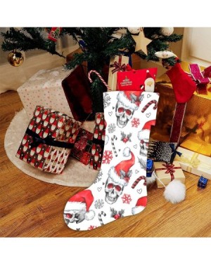 Stockings & Holders Skulls in Santa Hat Christmas Stocking for Family Xmas Party Decoration Gift 17.52 x 7.87 Inch - Multi1 -...