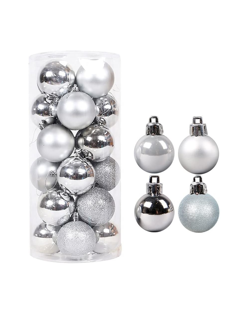 Ornaments Christmas Ball Ornaments- 40mm Colorful Christmas Tree Bauble Hanging Xmas Plastic 24Pack (Silver) - Silver - CI188...