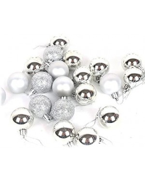 Ornaments Christmas Ball Ornaments- 40mm Colorful Christmas Tree Bauble Hanging Xmas Plastic 24Pack (Silver) - Silver - CI188...