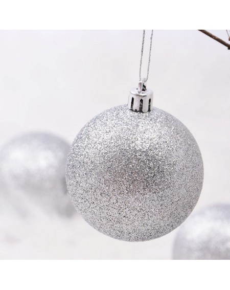 Ornaments Christmas Ball Ornaments- 40mm Colorful Christmas Tree Bauble Hanging Xmas Plastic 24Pack (Silver) - Silver - CI188...