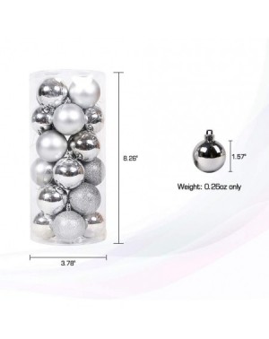 Ornaments Christmas Ball Ornaments- 40mm Colorful Christmas Tree Bauble Hanging Xmas Plastic 24Pack (Silver) - Silver - CI188...