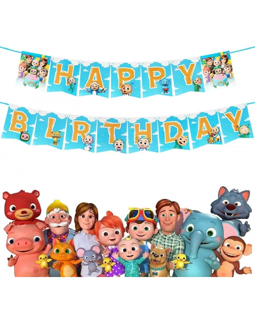 Banners Cocomelon Banner Birthday Party Supplies Decorations for Kids - C419ITIG3K7 $10.61