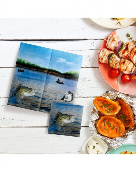 Invitations Gone Fishin' Luncheon Napkins-16-Pack- Gone Fishin' Collection - Blue - C412J6KR6KD $9.94