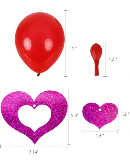 Balloons 100 Pack 12" Balloons- Valentines Day Decorations- Balloons Red Pink and White Bling Foil Heart Shape Hanging Weddin...