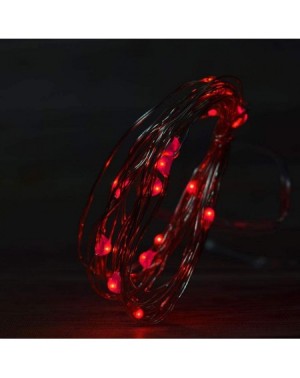 Indoor String Lights PaperLanternStore.com 20 Red LED Micro Fairy String Light- Weatherproof Wire w/Timer (6ft- Battery Opera...