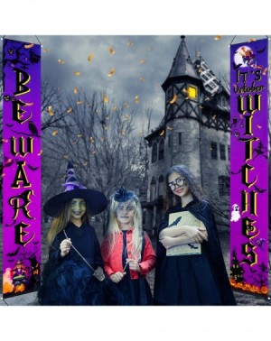 Banners Halloween Party Decorations Witches Banner It's October Witches Wizard Party Favor- Halloween Backdrop Witches Door S...