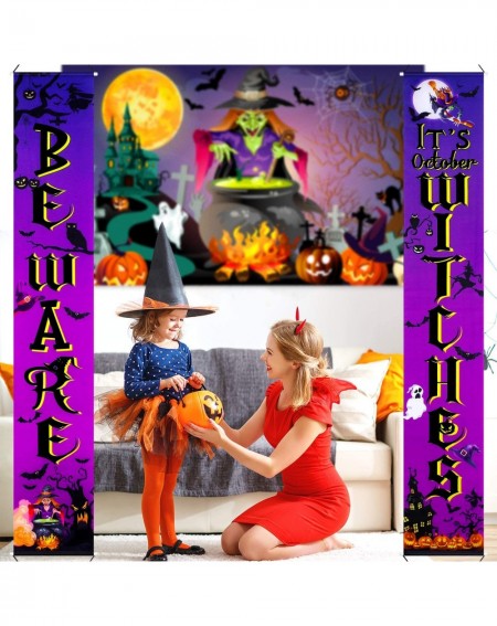 Banners Halloween Party Decorations Witches Banner It's October Witches Wizard Party Favor- Halloween Backdrop Witches Door S...