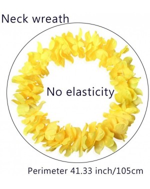 Favors 4 Pcs set Hawaiian Leis Jumbo necklaces bracelets headband - Yellow - CD12LTKN099 $9.53