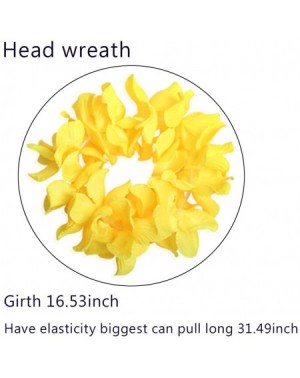 Favors 4 Pcs set Hawaiian Leis Jumbo necklaces bracelets headband - Yellow - CD12LTKN099 $9.53