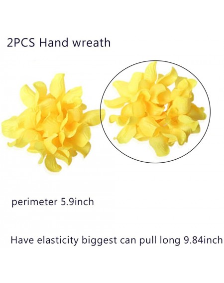 Favors 4 Pcs set Hawaiian Leis Jumbo necklaces bracelets headband - Yellow - CD12LTKN099 $9.53