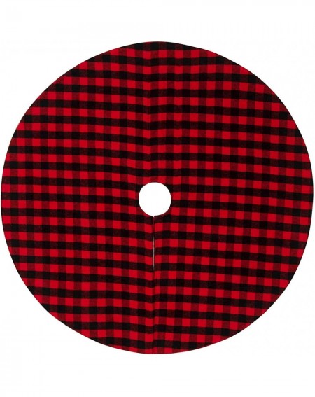 Tree Skirts 48 Inches Christmas Tree Skirt Double Layers Red and Black Plaid Buffalo for Xmas Holiday Tree Decorations - 48" ...