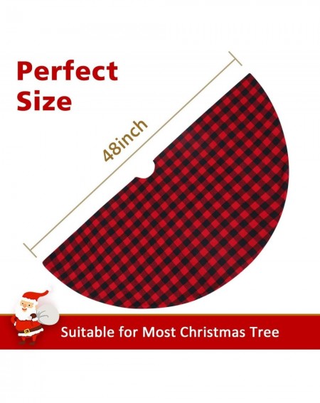 Tree Skirts 48 Inches Christmas Tree Skirt Double Layers Red and Black Plaid Buffalo for Xmas Holiday Tree Decorations - 48" ...