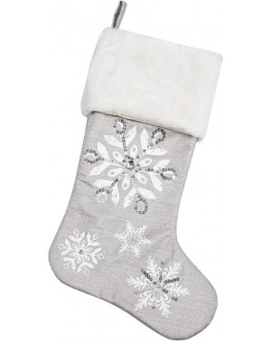 Stockings & Holders 18"x11" Silver Snowflake Stocking - CI12HXB8V0V $19.86