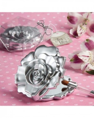 Favors 5945 Realistic Rose Design Mirror Compacts- Wedding Favor- Bridal Shower Favors- Set of 40 - Silver - C7118QLCRSZ $41.19