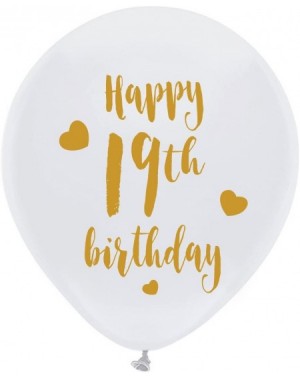 Balloons Whtie 19th Birthday Latex Balloons- 12inch (16pcs) Girl Boy Gold Happy 19th Birthday Party Decorations Supplies - C1...