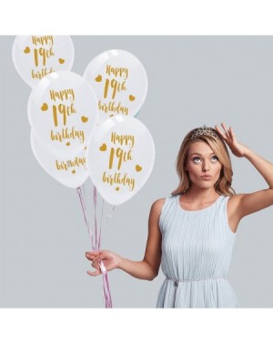 Balloons Whtie 19th Birthday Latex Balloons- 12inch (16pcs) Girl Boy Gold Happy 19th Birthday Party Decorations Supplies - C1...