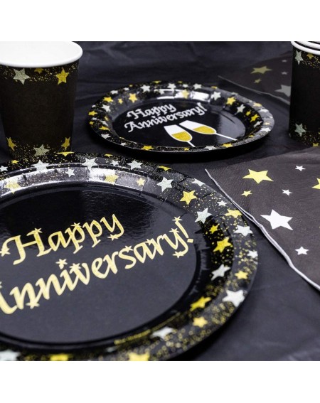 Party Packs Anniversary Party Supplies (65+ Pieces for 16 Guests!)- Milestone Celebration Kit- Anniversary Tableware Pack- Bl...