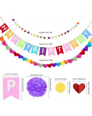 Party Packs Birthday Decorations Party Supplies- Colorful Birthday Decorations- 8 Pom pom Flowers- 6 Heart-Shaped Balloons- 1...