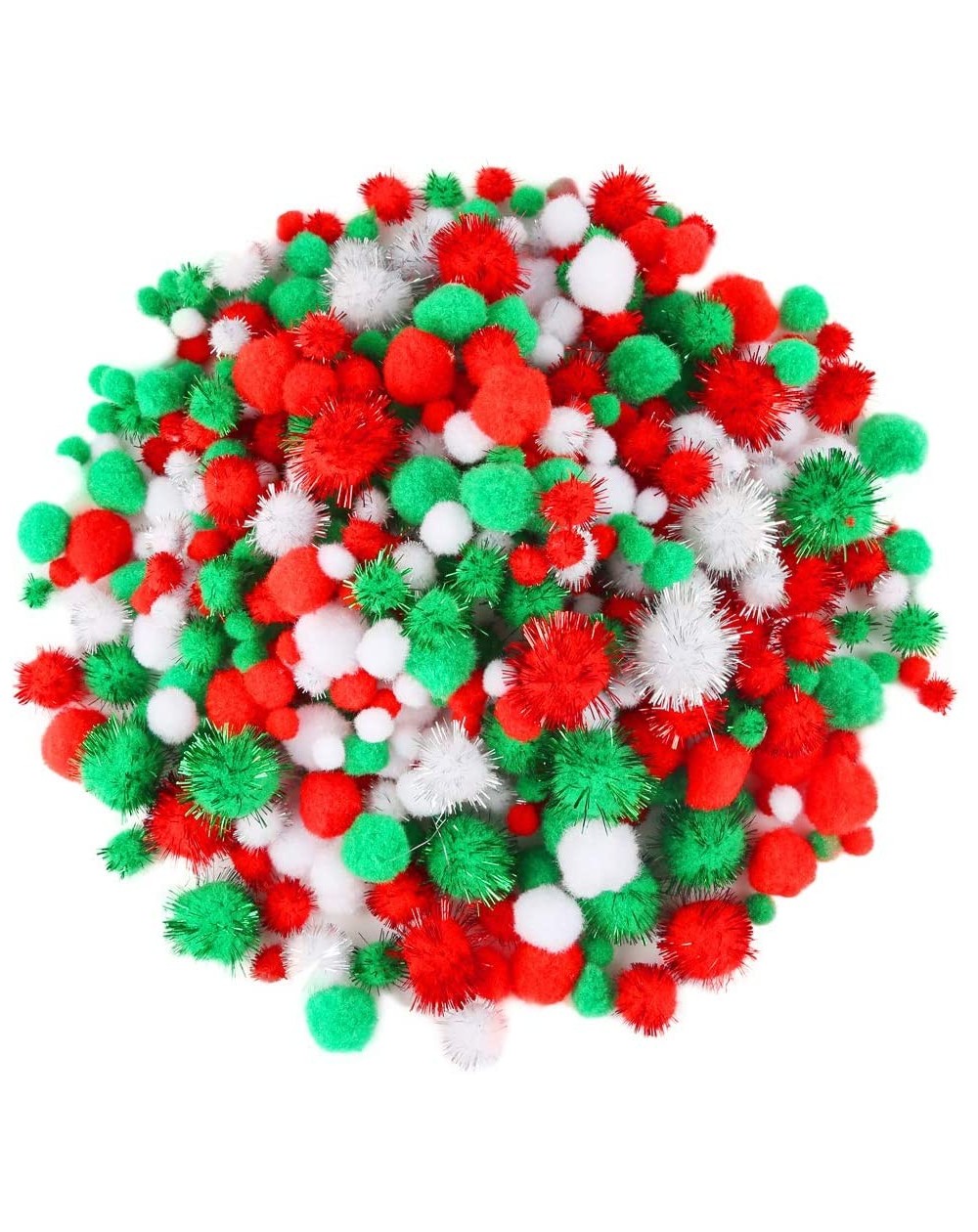 Tissue Pom Poms 500 Pieces Christmas Assorted Pom Poms in 4 Sizes with Glitter Pom Poms for Christmas DIY- Creative Crafts De...