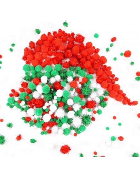 Tissue Pom Poms 500 Pieces Christmas Assorted Pom Poms in 4 Sizes with Glitter Pom Poms for Christmas DIY- Creative Crafts De...