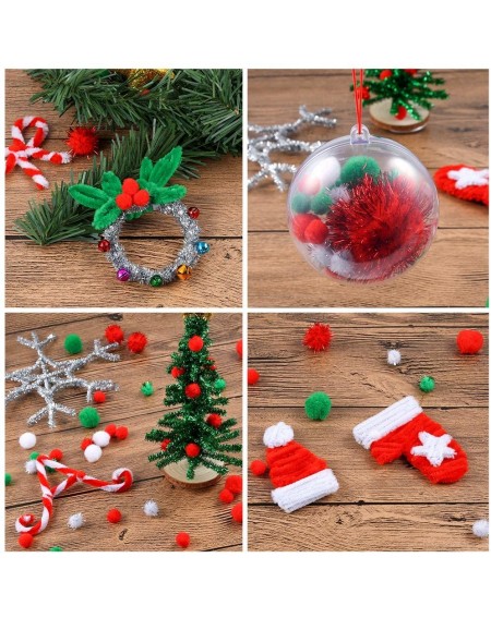 Tissue Pom Poms 500 Pieces Christmas Assorted Pom Poms in 4 Sizes with Glitter Pom Poms for Christmas DIY- Creative Crafts De...