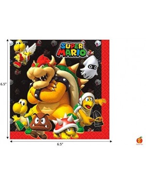 Party Packs Super Mario Birthday Party Supplies Bundle with Luncheon Plates and Napkins for 16 Guests - C4198LZCEH7 $20.51