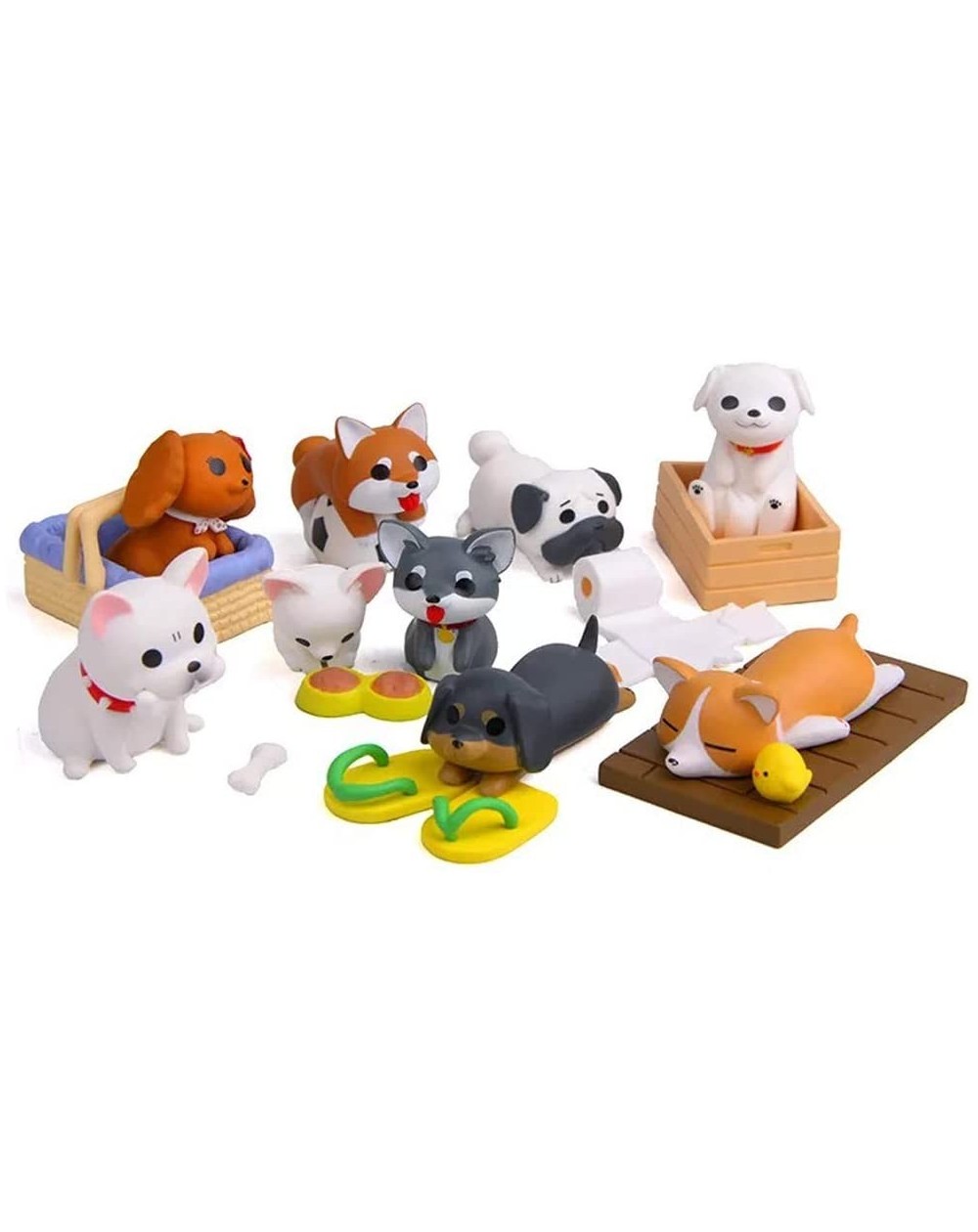 Cake & Cupcake Toppers 8 pcs (1 set) Kawaii Animal Dog Characters Toys Mini Figure Collection Playset- Cake Topper- Plant- Au...