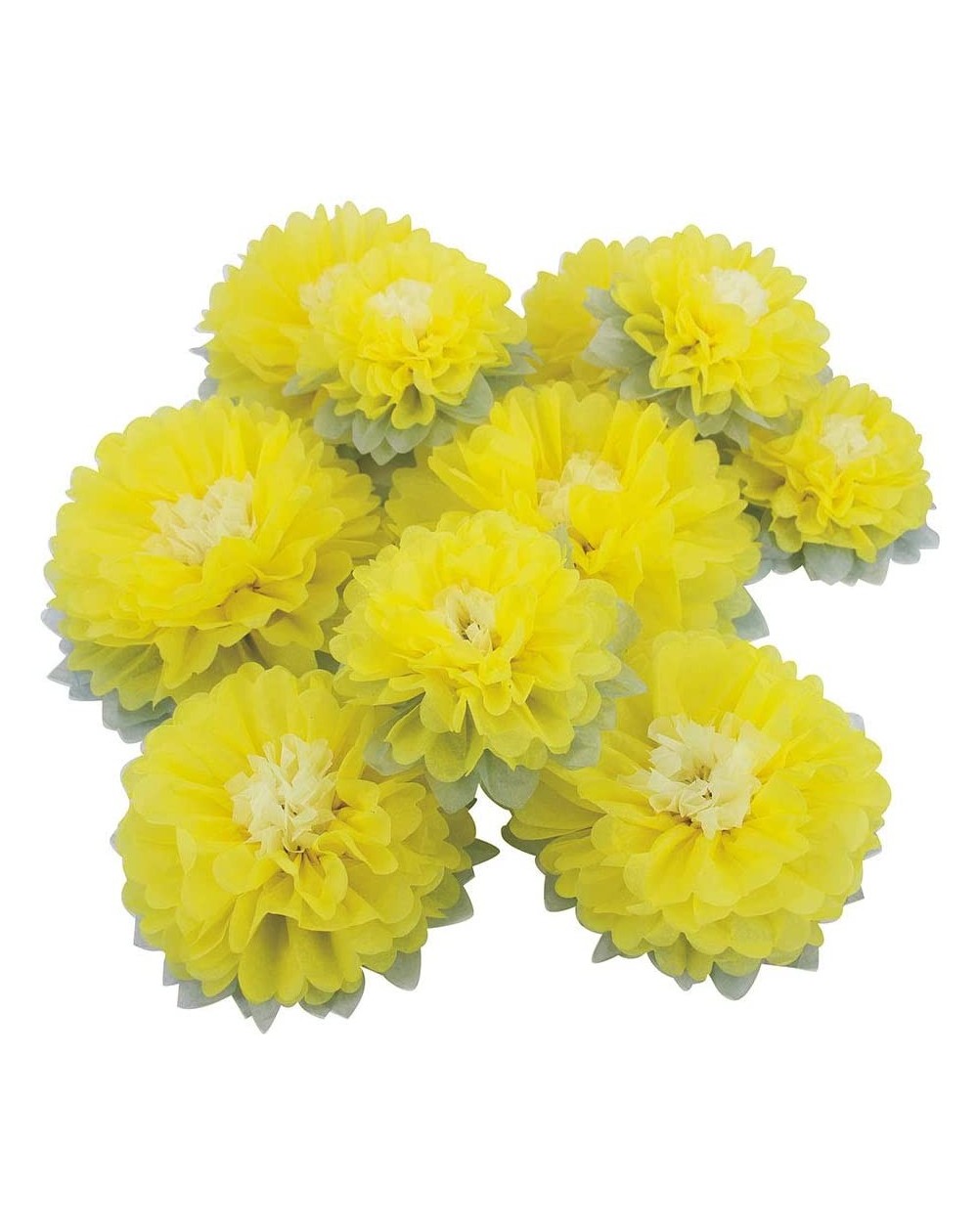 Tissue Pom Poms 9pcs Yellow Grey Tissue Paper Pom Poms Flower Wedding Party Home Birthday Nursery Decoration - Yellow - CU194...