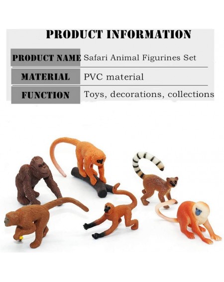 Cake & Cupcake Toppers 6PCS Safari Animal Figurines Set- Rainforest Animals Figures with Golden Monkey - C719DY87O2U $10.95