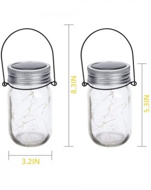 Outdoor String Lights Hanging Solar Mason Jar Lights- 6 Pack 30 Led String Fairy lights Solar Lanterns Table Lights- 6 Hanger...