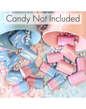 Favors Baby Gender Reveal Mini Candy Bar Wrappers - Lashes or Staches - 45 Stickers - C818Q6KHK2I $11.62