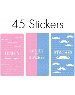 Favors Baby Gender Reveal Mini Candy Bar Wrappers - Lashes or Staches - 45 Stickers - C818Q6KHK2I $11.62