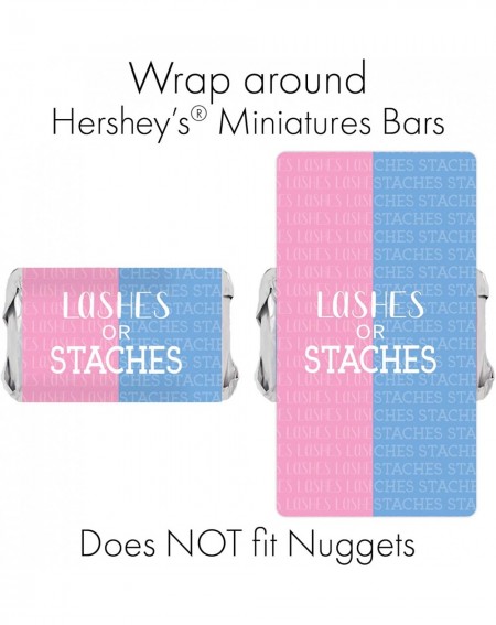 Favors Baby Gender Reveal Mini Candy Bar Wrappers - Lashes or Staches - 45 Stickers - C818Q6KHK2I $11.62