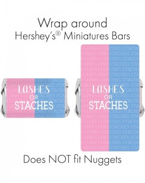 Favors Baby Gender Reveal Mini Candy Bar Wrappers - Lashes or Staches - 45 Stickers - C818Q6KHK2I $11.62