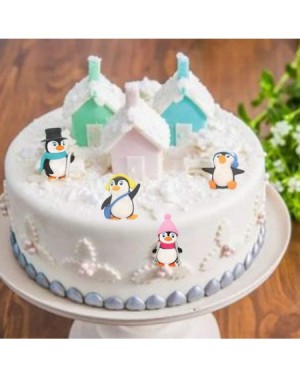 Cake & Cupcake Toppers 4 pcs Kawaii Animal Penguin Characters Toys Mini Figure Collection Playset- Cake Topper- Plant- Automo...