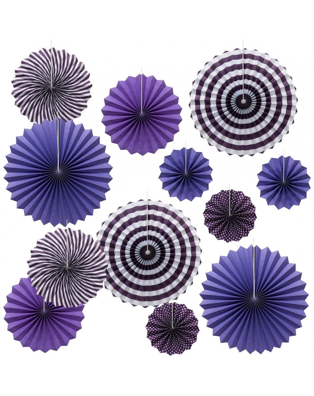 Party Packs Purple Paper Fans Hanging Paper Fans Flower Set- 12PCS Mexican Fiesta Kids Party Decorations Hanging Banner for W...