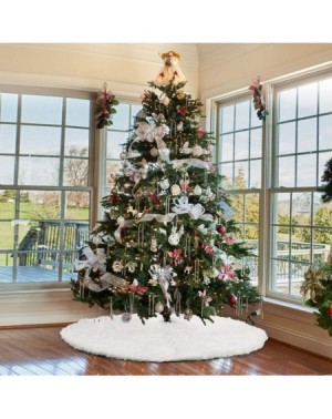 Tree Skirts 48 inch Faux Fur Christmas Tree Skirt Snowy White Tree Skirt for Christmas - Snowy White - CI18AKLL2GW $23.29